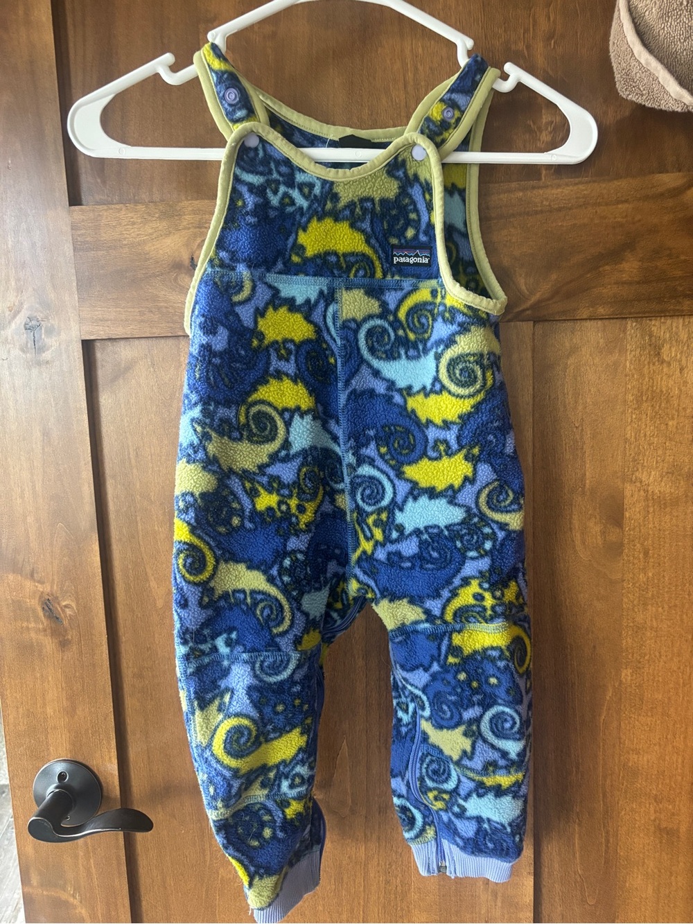 Patagonia Blue & Yellow Fleece One-Piece Romper for Kids
